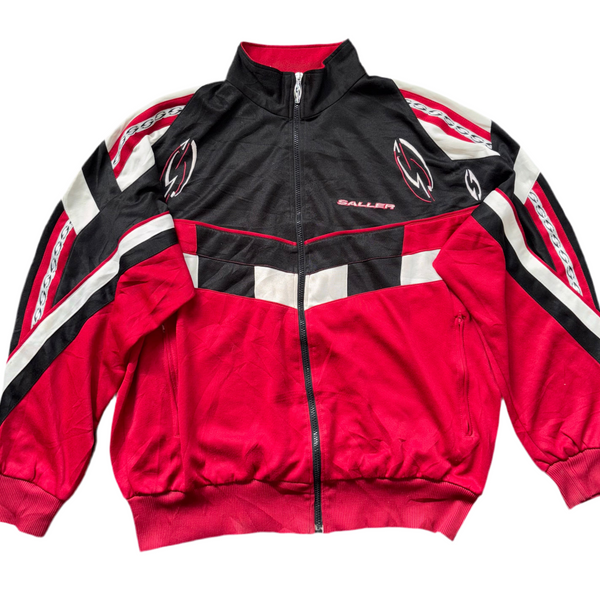 Vintage Red & Black Track Jacket | Retro Sportswear Zip-Up