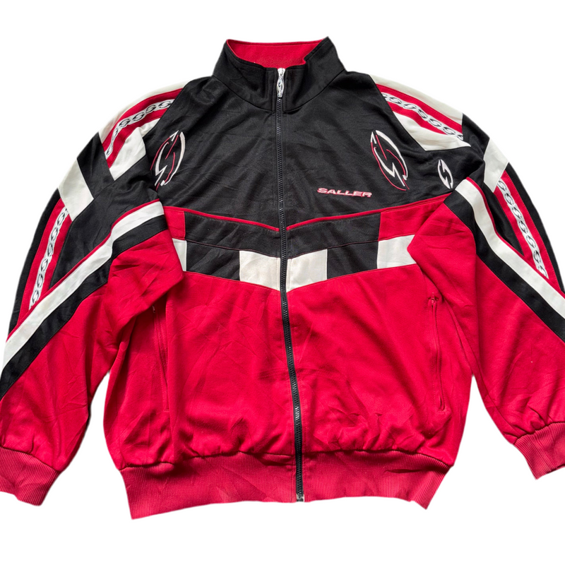 Vintage Red & Black Track Jacket | Retro Sportswear Zip-Up